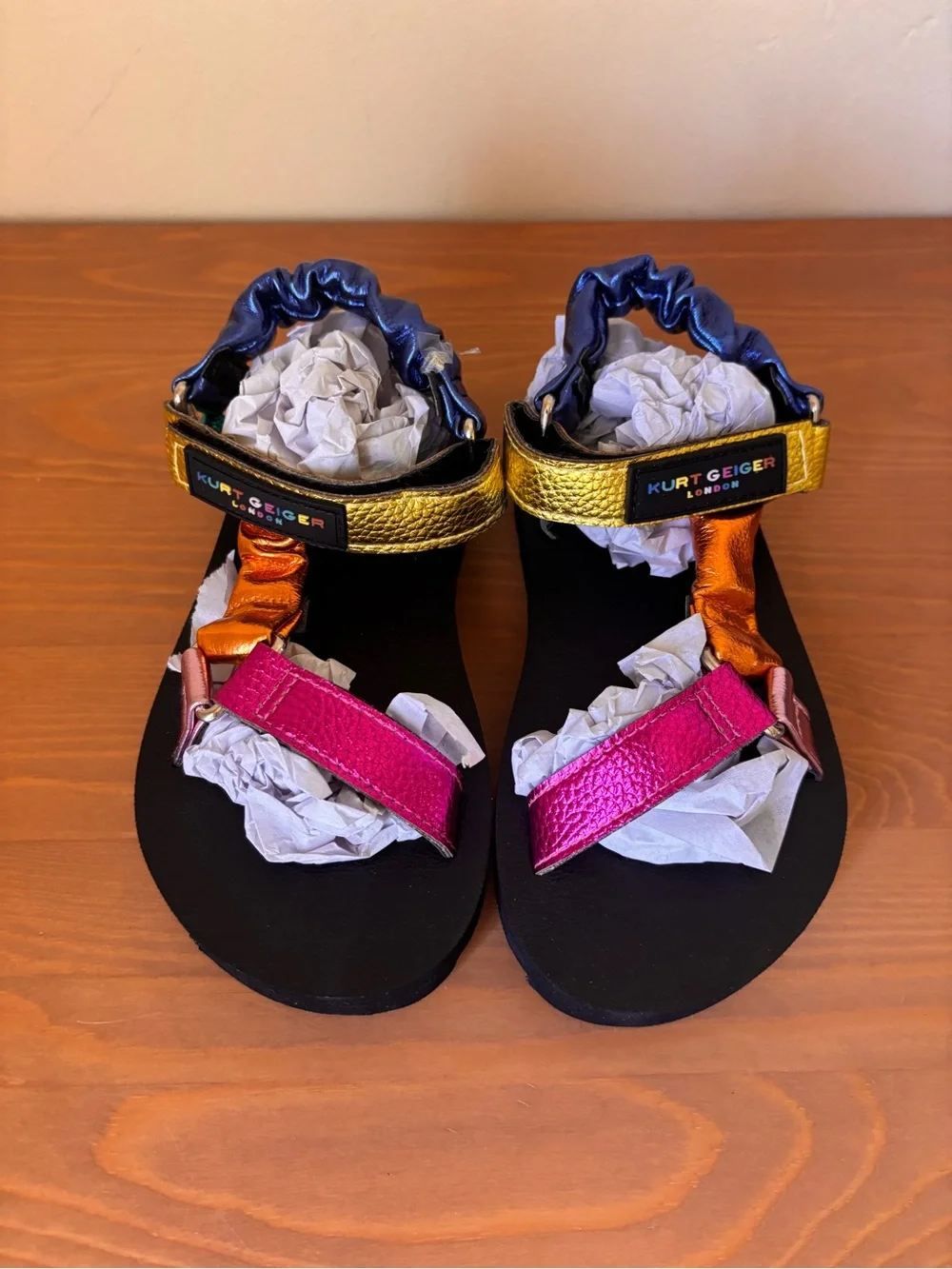 Kurt Geiger Kids Multicolor Metallic Strap Sandals - New in Box Girls Sz 10
